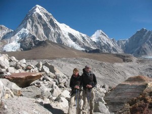 Pumori, Emma, Mats och Khumbu Glacier. Pumori, Emma och Mats